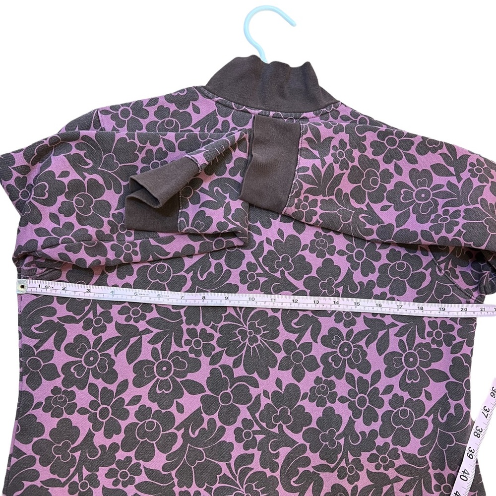 Boden Jacket Sz Large Zip Up Fabric Floral Pink Brown Center Pocket - Picture 4 of 8